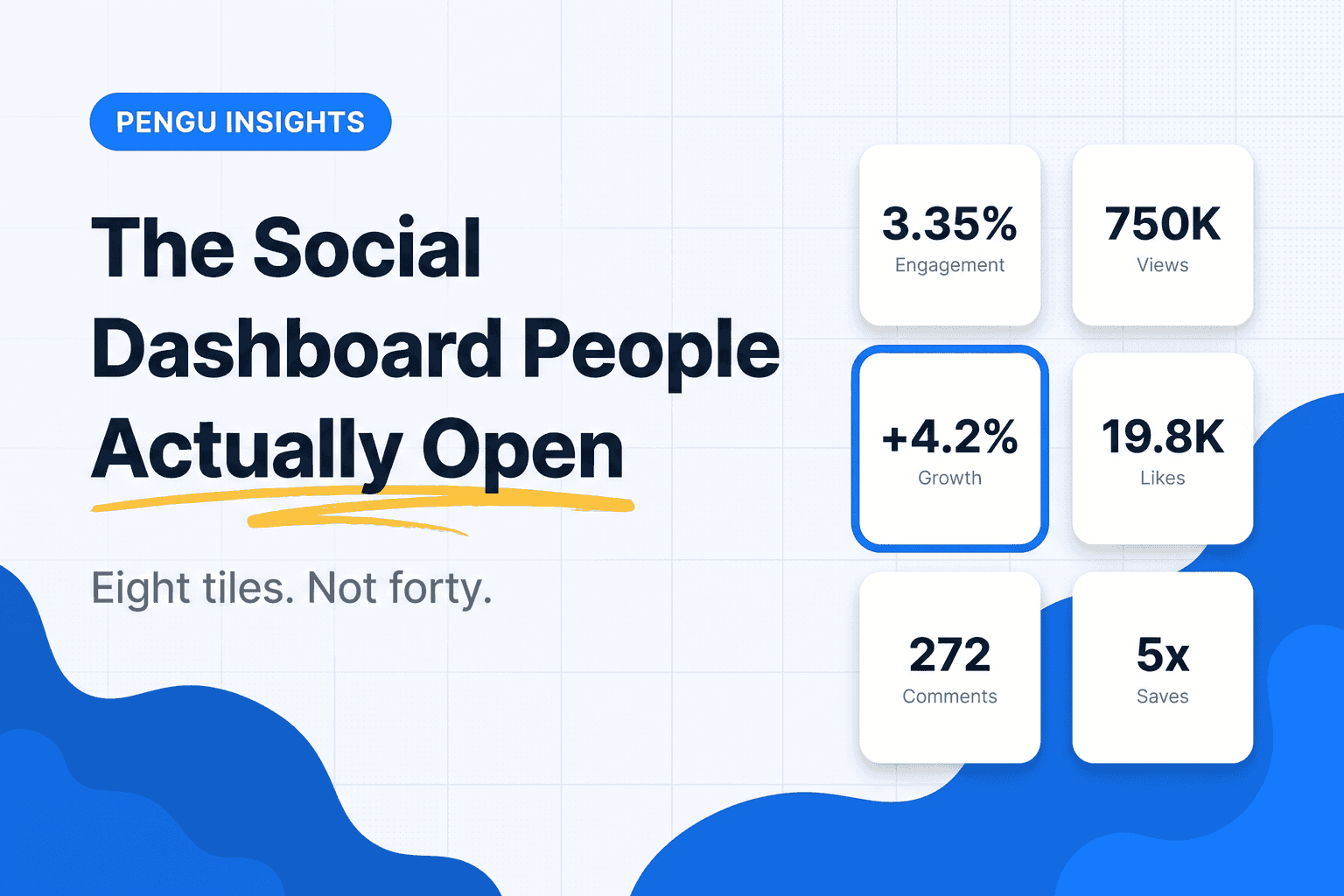 Illustration of a social media dashboard showing engagement rate, reach and competitor share